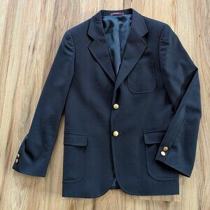 Brooks Brothers Navy Wool Blazer, Sports Jacket, Gold Tone Buttons, Boys Size 16